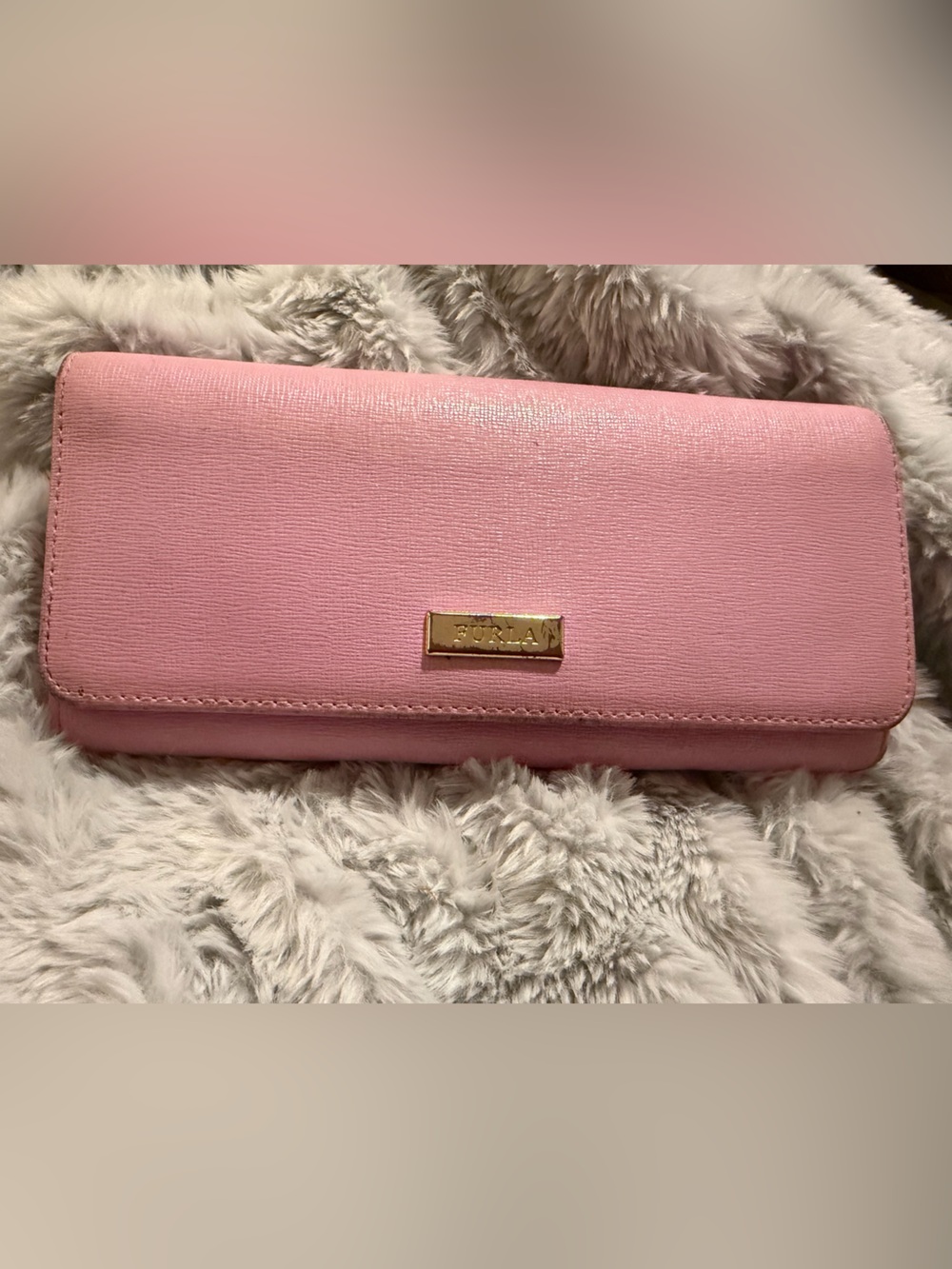 Furla Pink Women's Wallet Clutch with Gold Accent